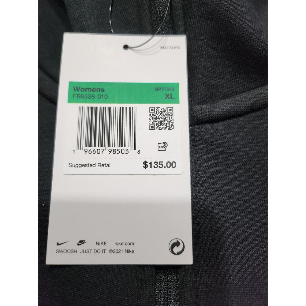 Women Size XL Sportswear Tech Fleece Hoodie Black Windrunner Full-Zip FB8338-010 - Picture 4 of 6